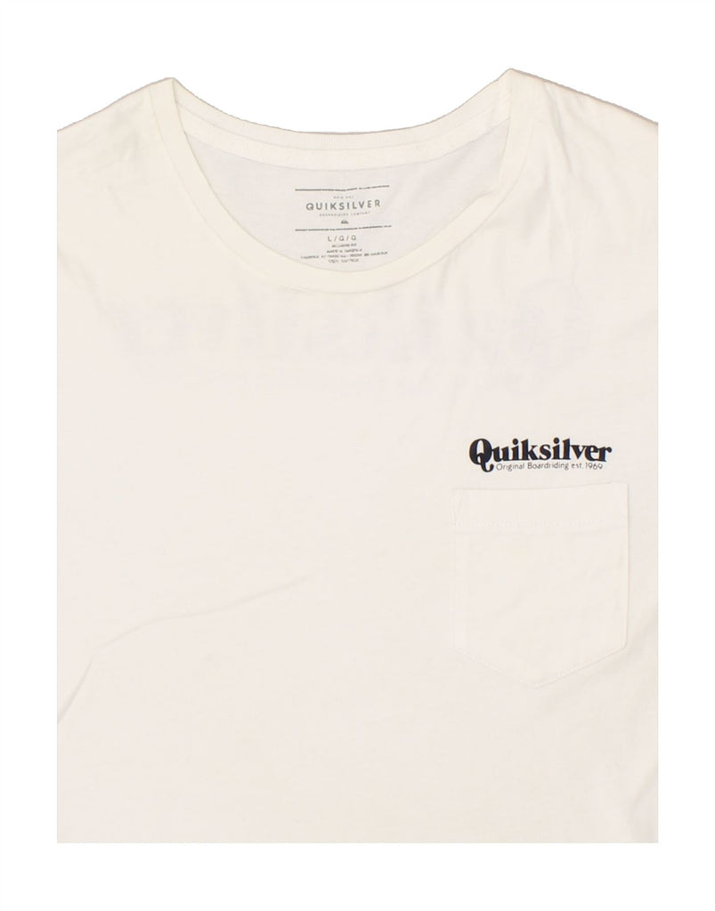 QUIKSILVER Mens Regular Fit Graphic T-Shirt Top Large White Cotton | Vintage Quiksilver | Thrift | Second-Hand Quiksilver | Used Clothing | Messina Hembry 