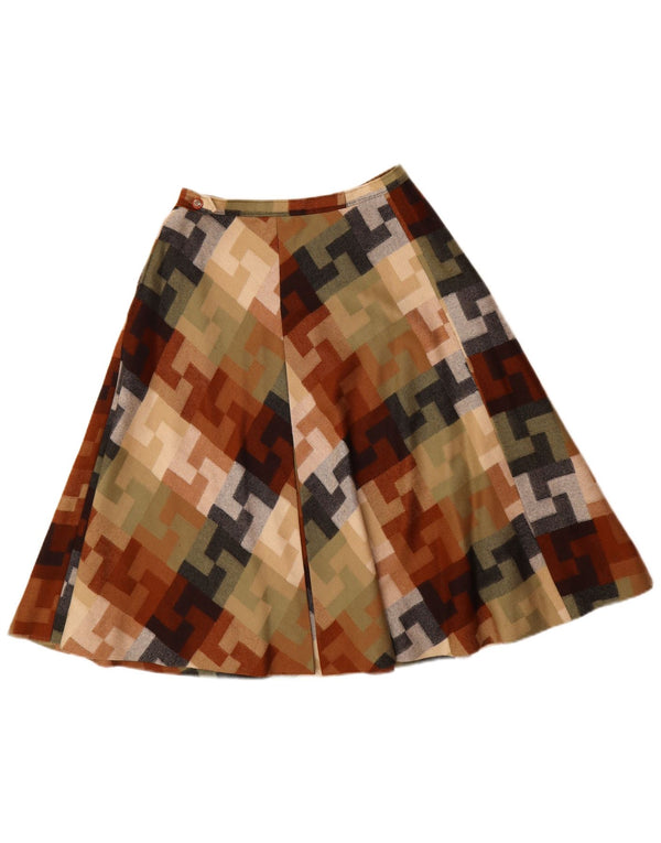 Vintage Womens High Waist A-Line Skirt W26 Small Multicoloured Geometric