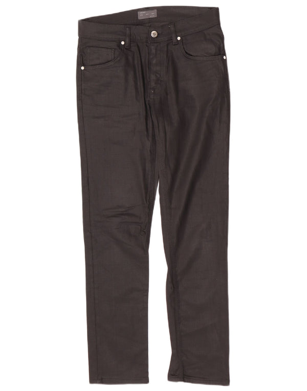 Zara Mens Slim Casual Trousers EU 38 Small W30 L30 Black Cotton