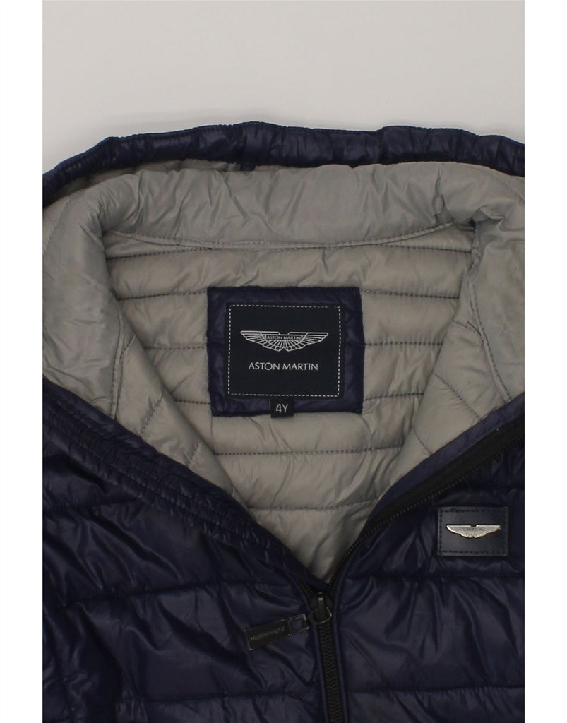 ASTON MARTIN Boys Hooded Padded Jacket 3-4 Years Navy Blue Nylon | Vintage Aston Martin | Thrift | Second-Hand Aston Martin | Used Clothing | Messina Hembry 