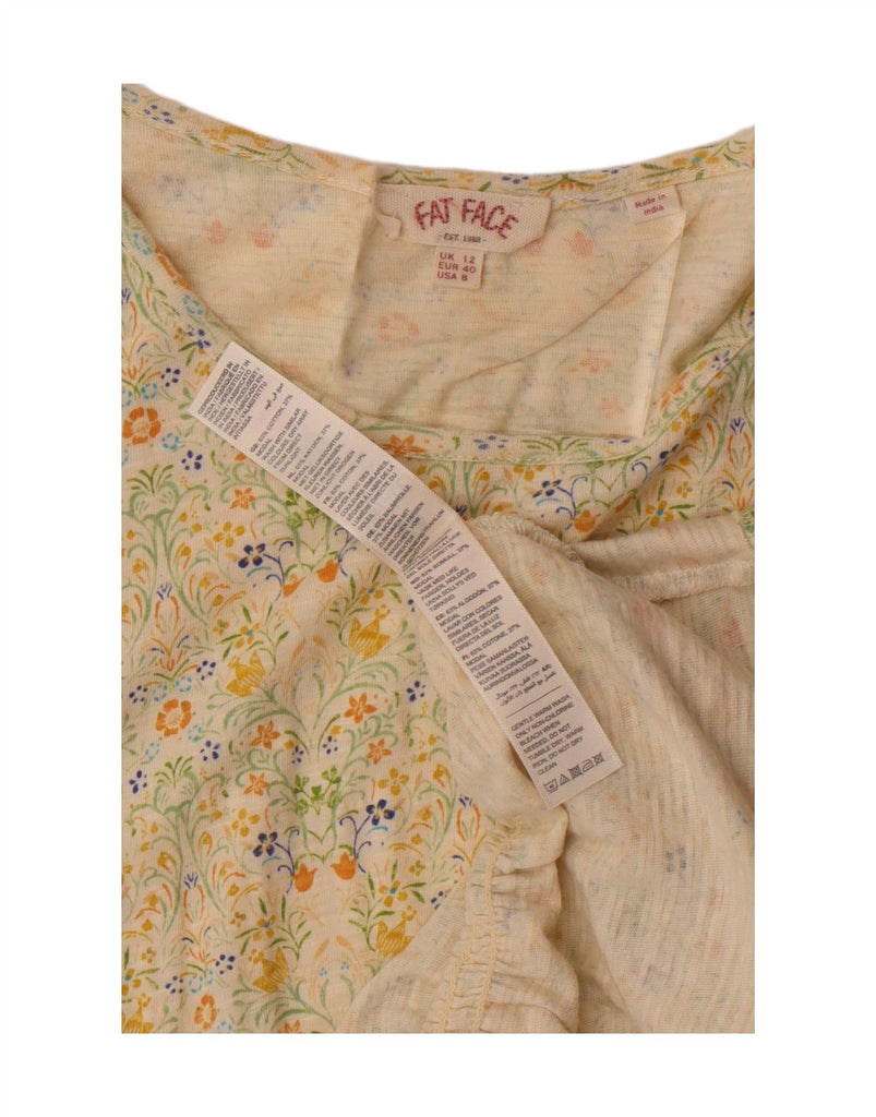 FAT FACE Womens Oversized Blouse Top UK 12 Medium  Beige Floral Vintage Fat Face and Second-Hand Fat Face from Messina Hembry 