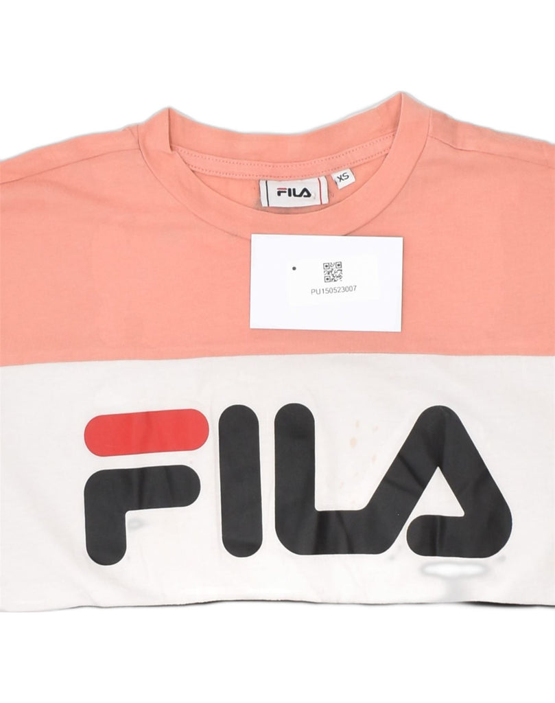 FILA Womens Oversized Graphic T-Shirt Top UK 6 XS Multicoloured | Vintage | Thrift | Second-Hand | Used Clothing | Messina Hembry 