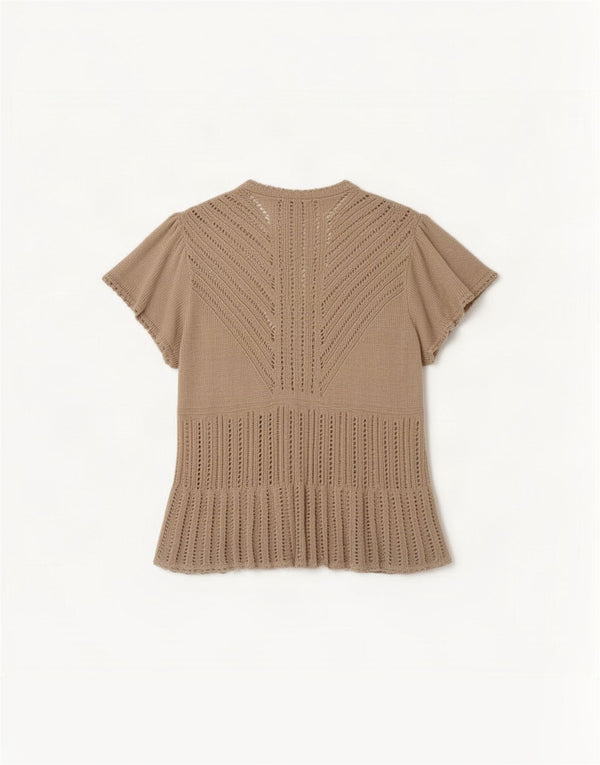 Marks & Spencer Womens Short Sleeve Cardigan Sweater UK 16 Large Beige