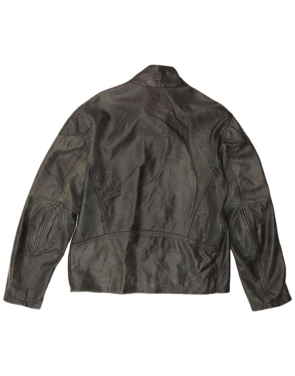 Vintage Mens Leather Jacket IT 50 Large Grey Leather