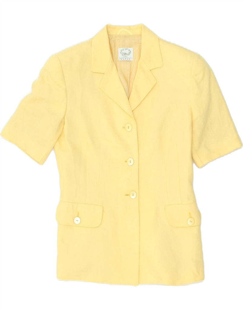 VINTAGE Womens 3 Button Short Sleeve Blazer Jacket IT 40 Small Yellow | Vintage Vintage | Thrift | Second-Hand Vintage | Used Clothing | Messina Hembry 