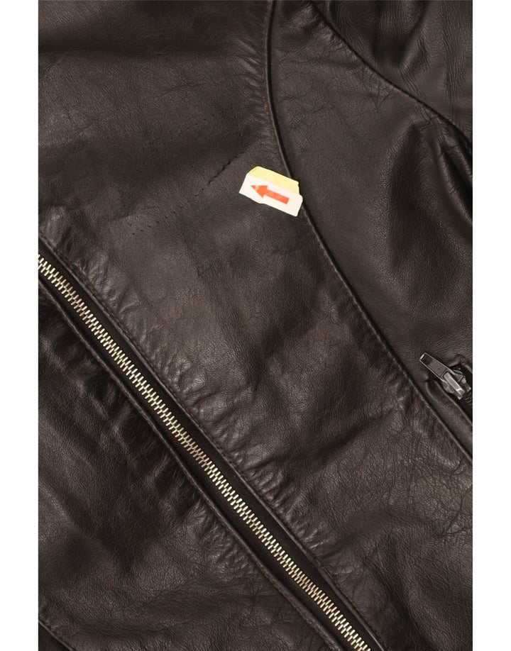 VINTAGE Womens Leather Jacket UK 14 Medium Black