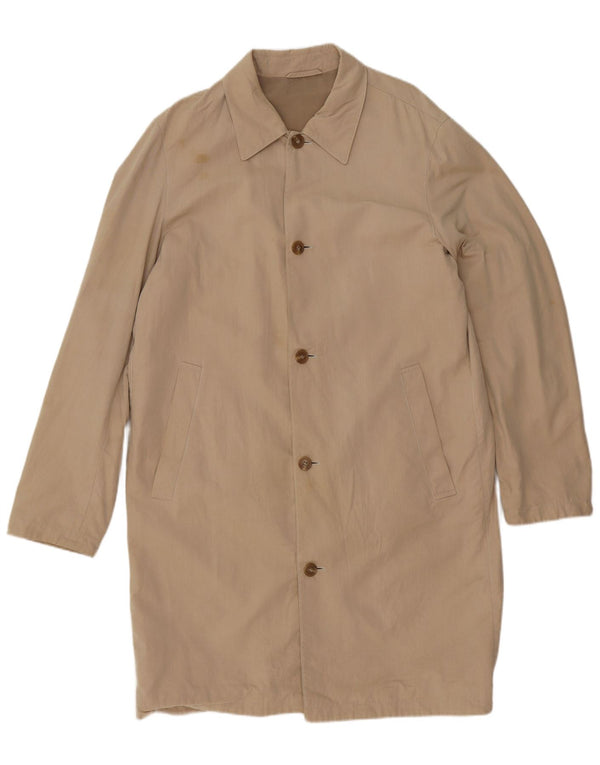 Hugo Boss Mens Overcoat UK 42 XL Beige Cotton