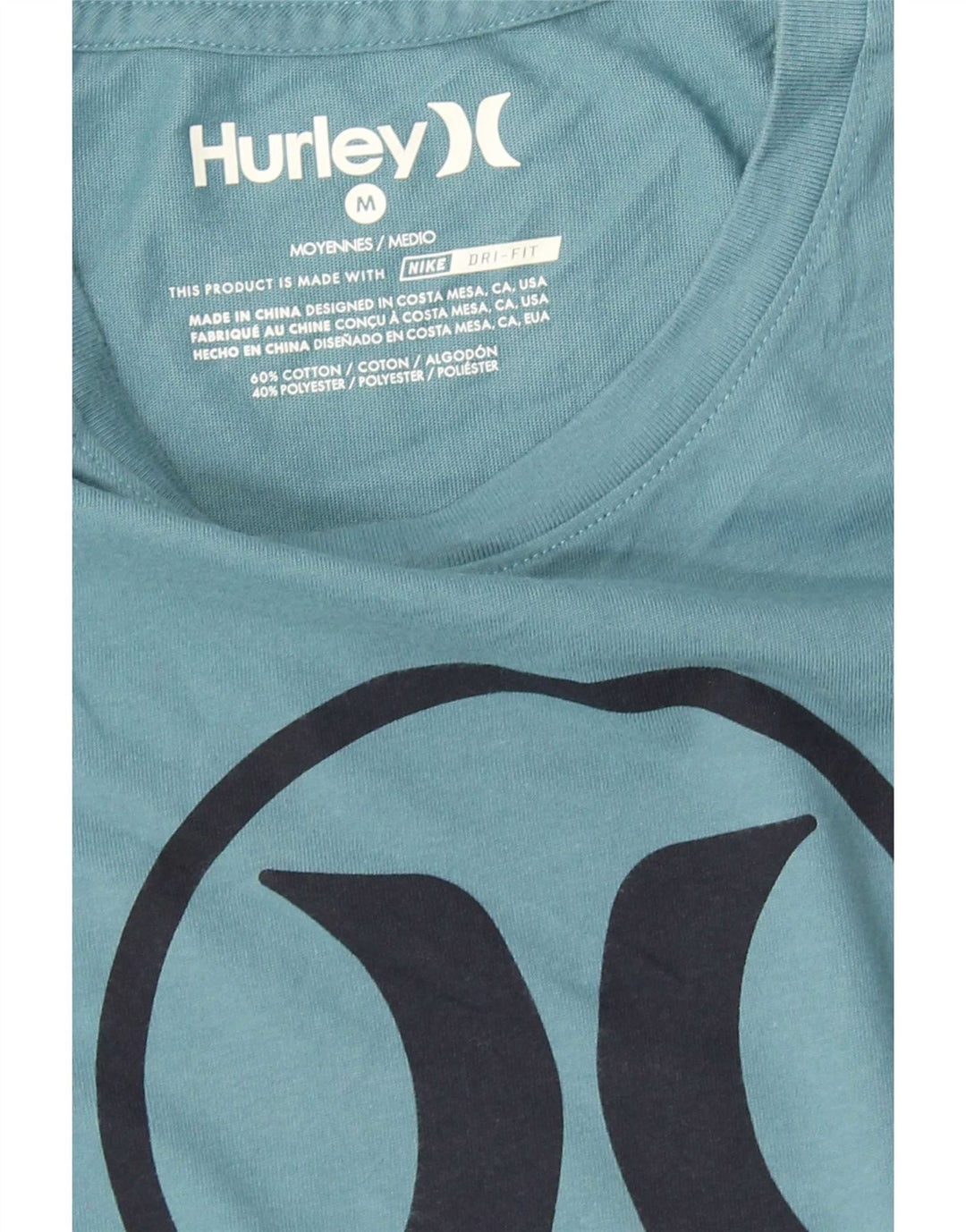 Hurley Mens Dri Fit Graphic T-Shirt Top Medium Blue Cotton