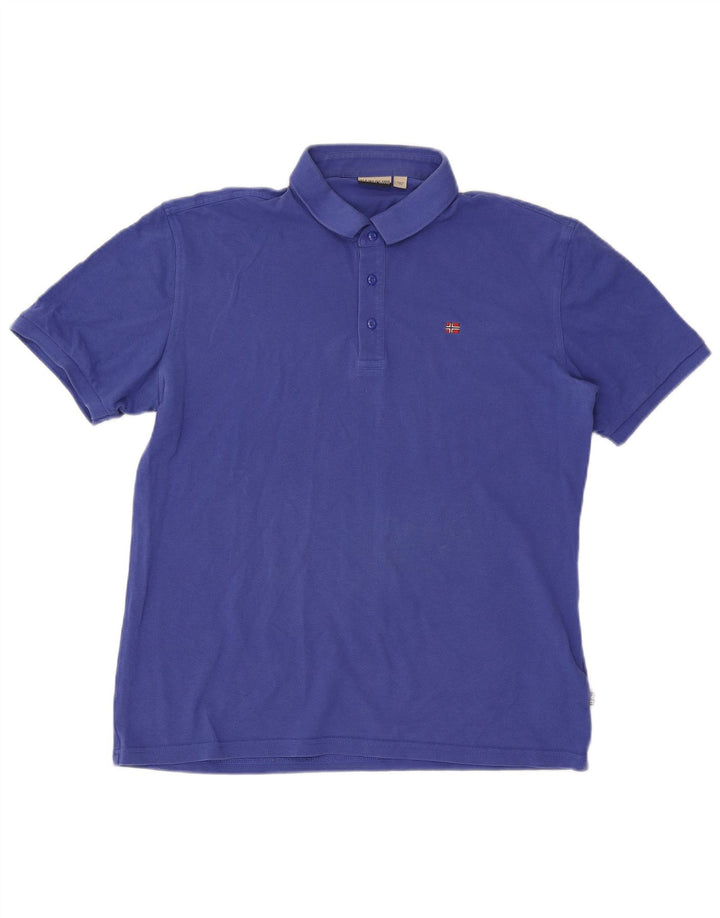 Napapijri Mens Polo Shirt 2XL Blue Cotton