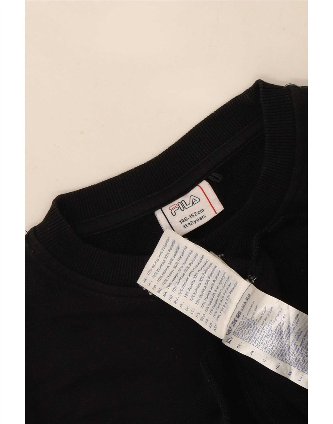 Fila Boys Sweatshirt Jumper 11-12 Years Black Cotton