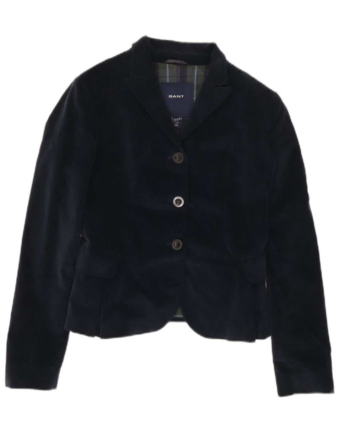 Gant Womens 3 Button Velvet Blazer Jacket UK 10 Small Navy Blue Cotton