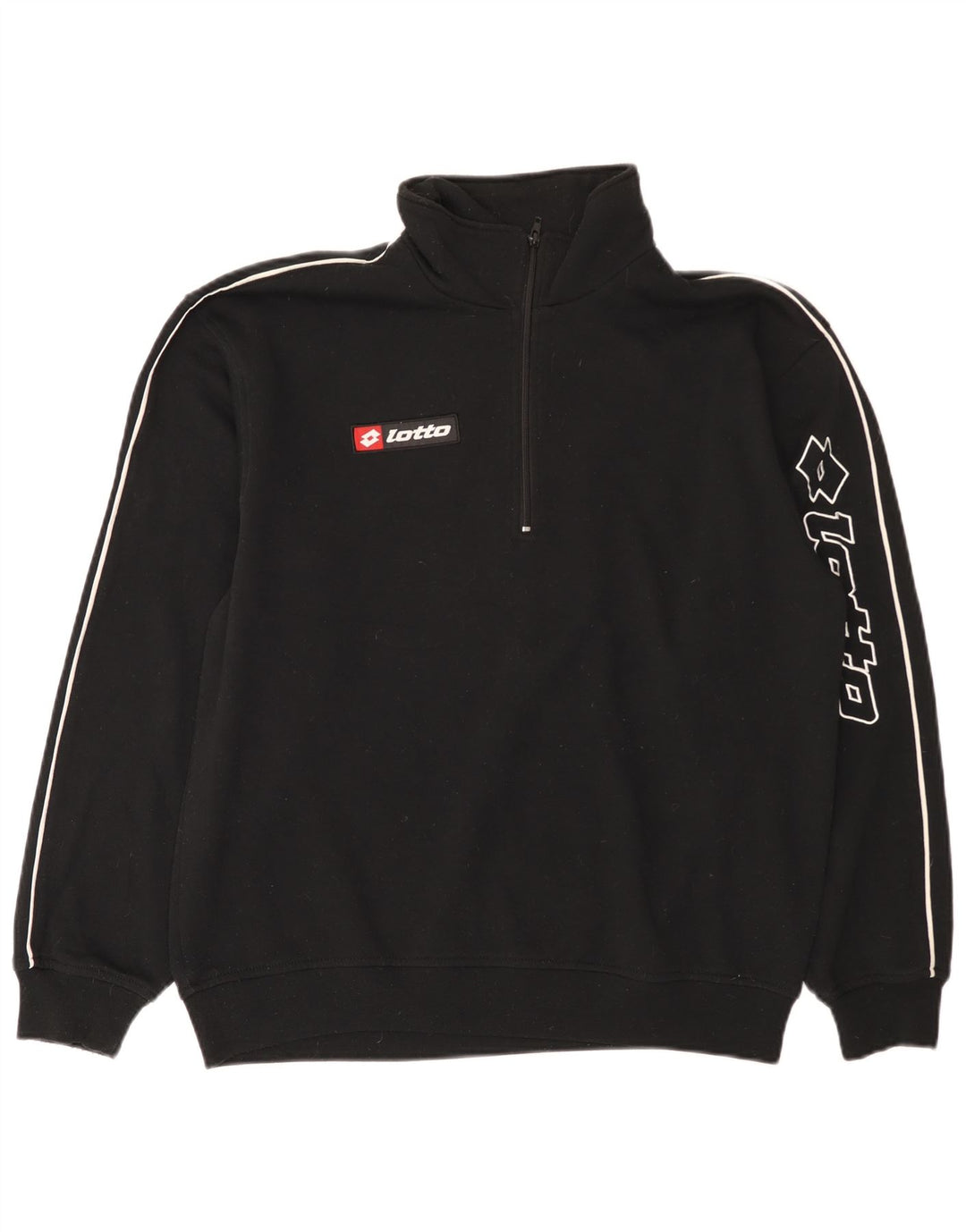 Lotto Mens Graphic Zip Neck Sweatshirt Jumper Large Black Polyester