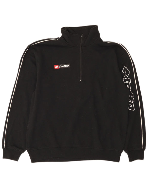 Lotto Mens Graphic Zip Neck Sweatshirt Jumper Large Black Polyester
