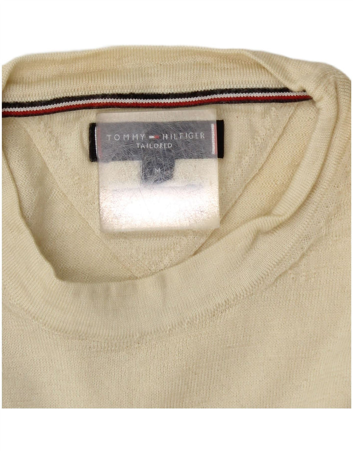 Tommy Hilfiger Mens Tailored Crew Neck Jumper Sweater Medium Off White Wool