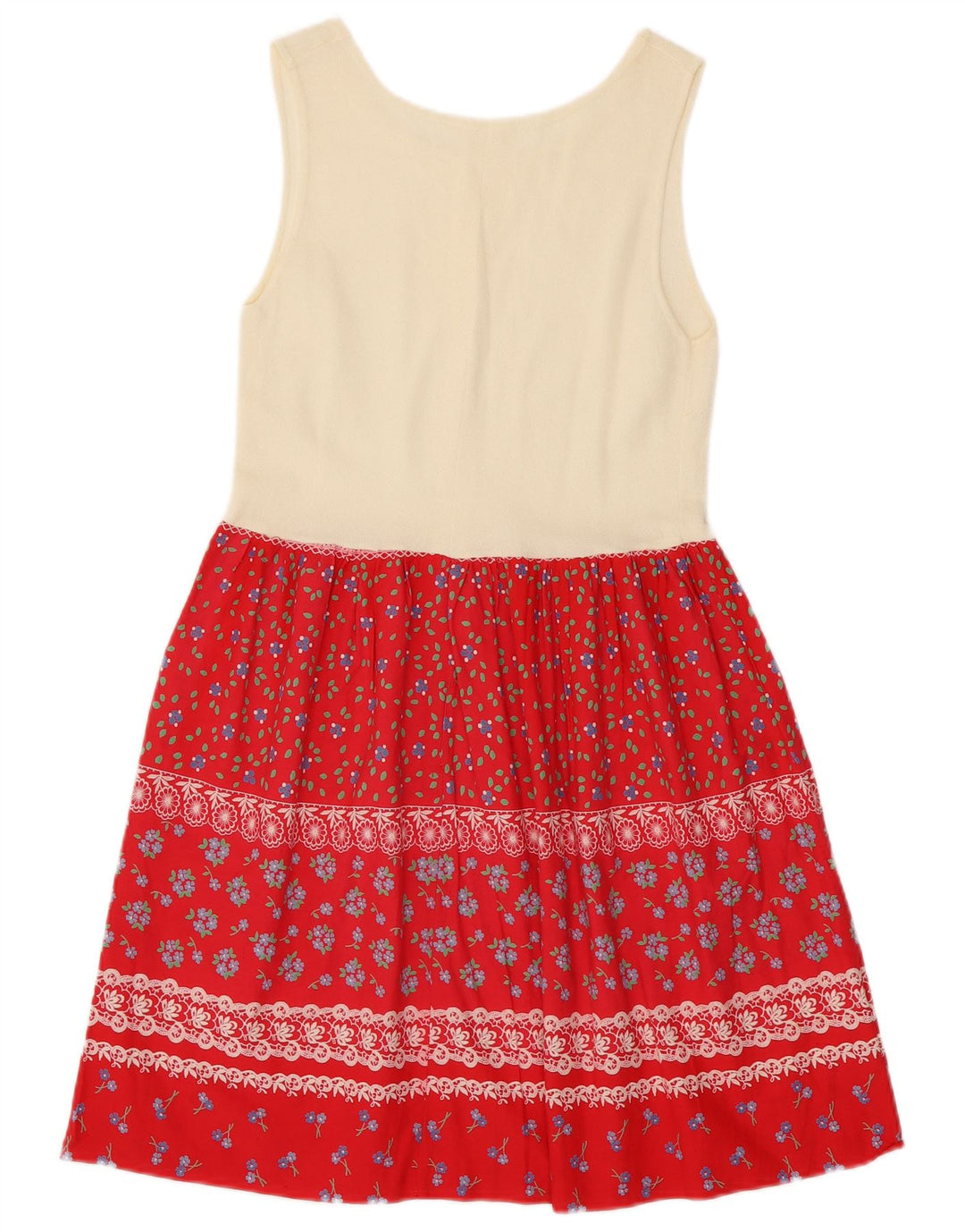 Vintage Womens Sleeveless Basic Dress UK 8 Small Red Colourblock