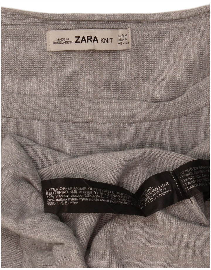 Zara Womens Crop Sweatshirt Jumper UK 14 Medium Grey Viscose