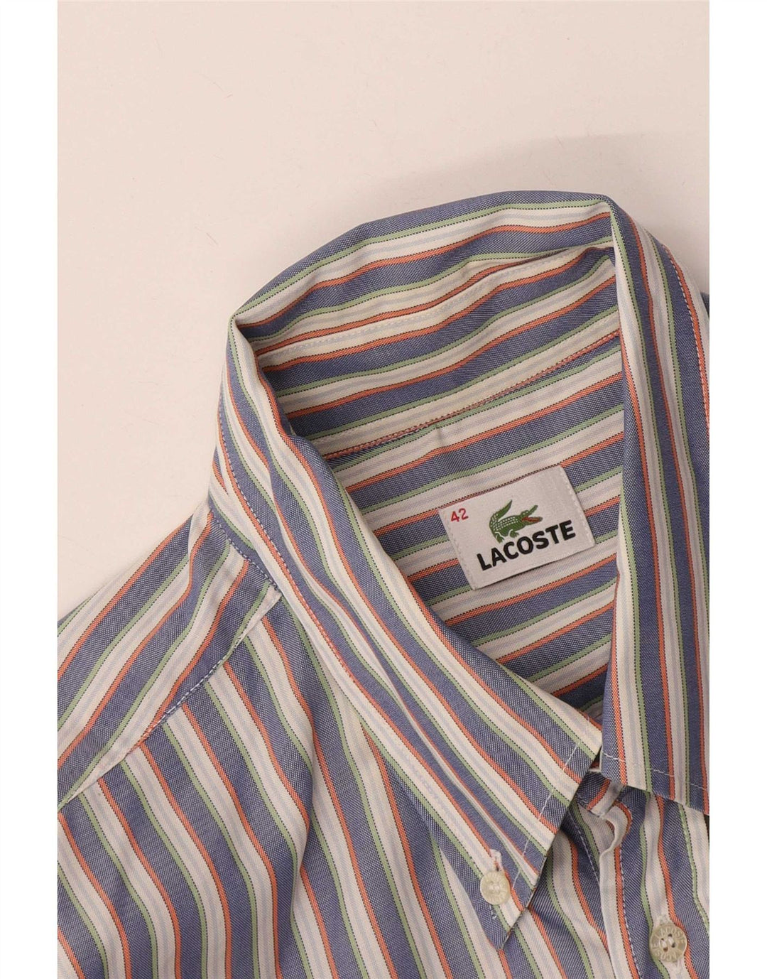 Lacoste Mens Shirt Size 42 Large Grey Striped