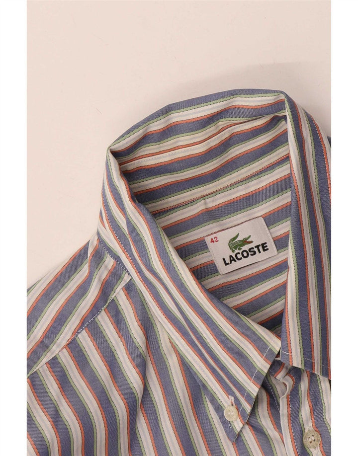 Lacoste Mens Shirt Size 42 Large Grey Striped