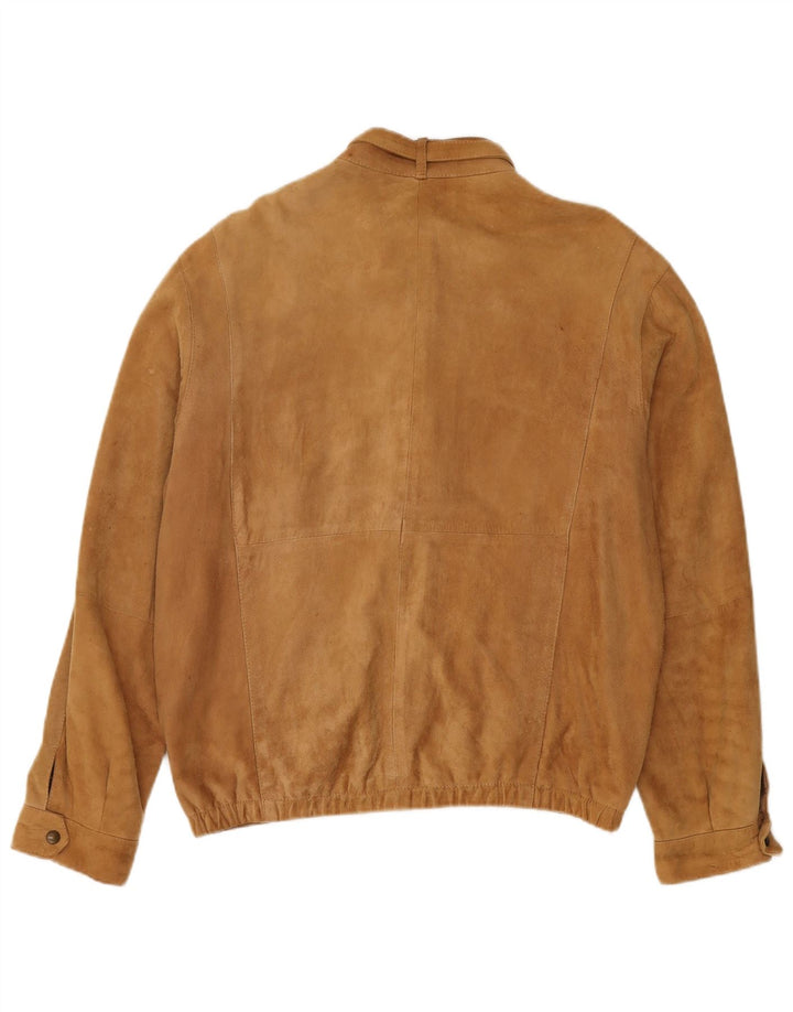 Vintage Mens Suede Jacket IT 54 2XL Beige Leather
