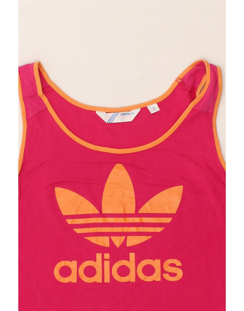 ADIDAS Womens Graphic Vest Top EU 46 Large Pink Cotton | Vintage Adidas | Thrift | Second-Hand Adidas | Used Clothing | Messina Hembry 