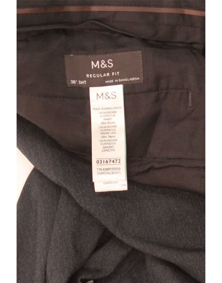 Marks & Spencer Mens Straight Chino Trousers W36 L29 Grey Flecked