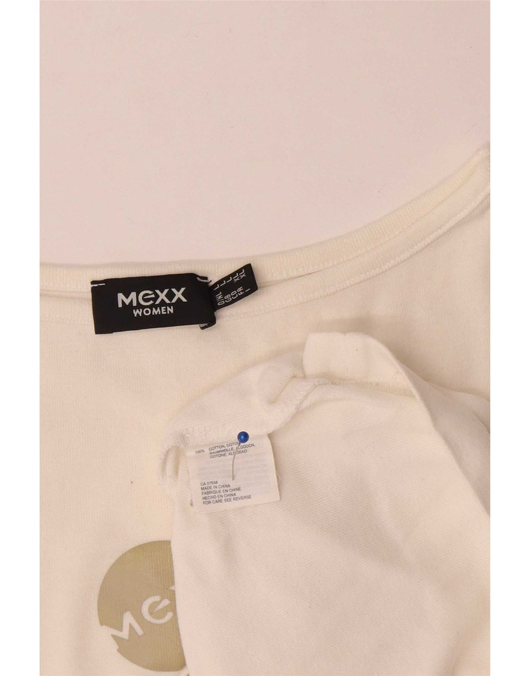 Mexx Womens Graphic Top 3/4 Sleeve UK 16 Large White Cotton
