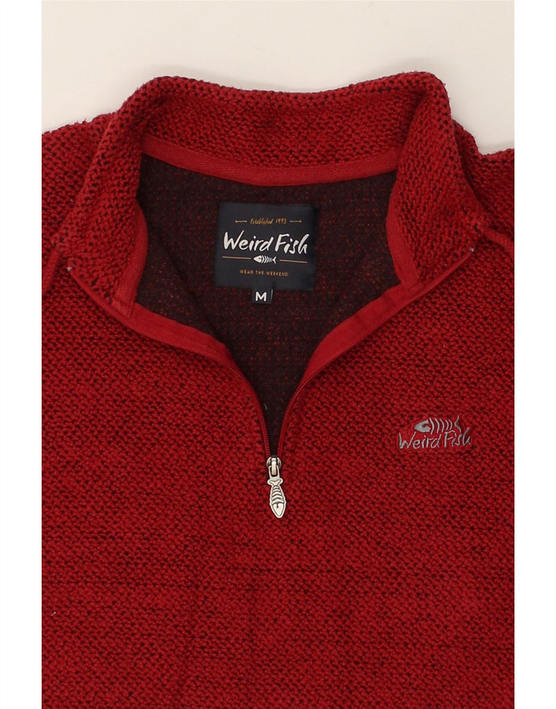 WEIRD FISH Mens Zip Neck Jumper Sweater Medium Red Cotton | Vintage Weird Fish | Thrift | Second-Hand Weird Fish | Used Clothing | Messina Hembry 