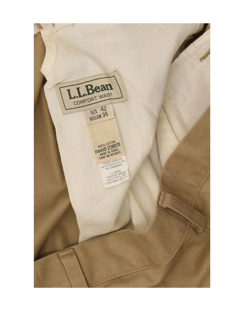 L.L.BEAN Mens Pegged Straight Casual Trousers W42 L34 Khaki Cotton Vintage L.L.Bean and Second-Hand L.L.Bean from Messina Hembry 