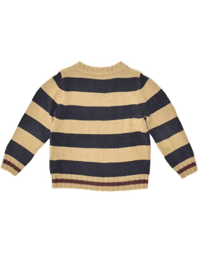 BENETTON Boys Boat Neck Jumper Sweater 4-5 Years XS  Brown Striped Cotton | Vintage Benetton | Thrift | Second-Hand Benetton | Used Clothing | Messina Hembry 