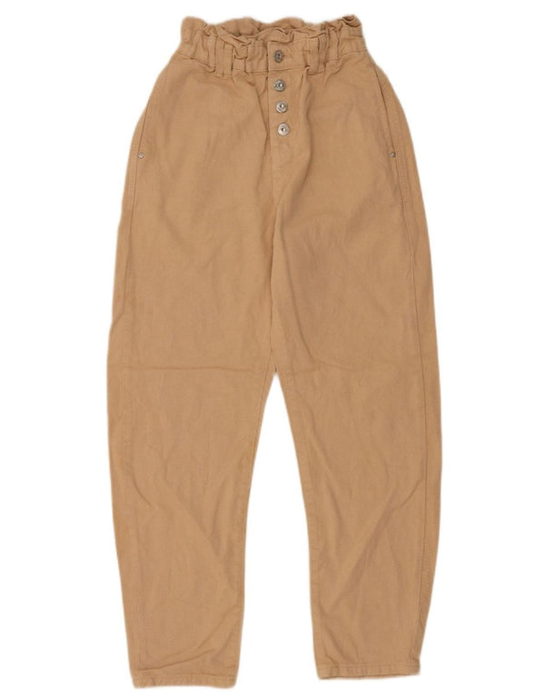 Zara Womens High Waist Tapered Chino Trousers EU 32 2XS W22 L25 Beige
