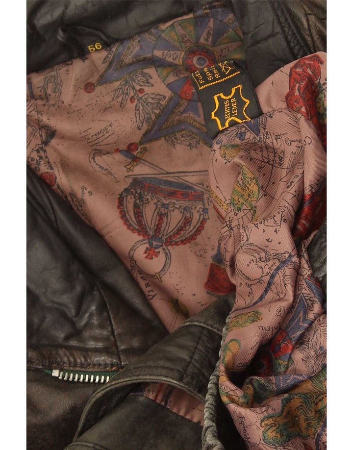 Vintage Mens Leather Jacket IT 56 3XL Black