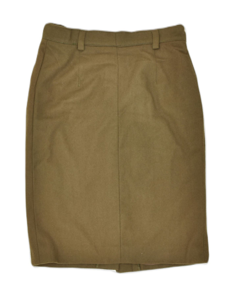 VINTAGE Womens Pencil Skirt W28 Medium Khaki Virgin Wool | Vintage | Thrift | Second-Hand | Used Clothing | Messina Hembry 