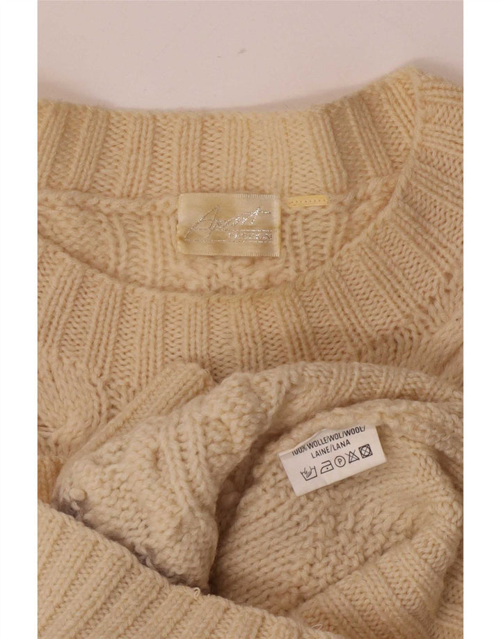 Apart Mens Crew Neck Jumper Sweater Medium Off White Argyle/Diamond Wool