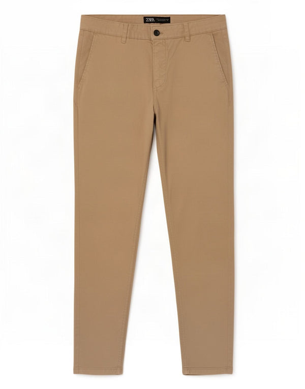 Zara Mens Skinny Chino Trousers EU 42 Large W32 L29 Beige Cotton