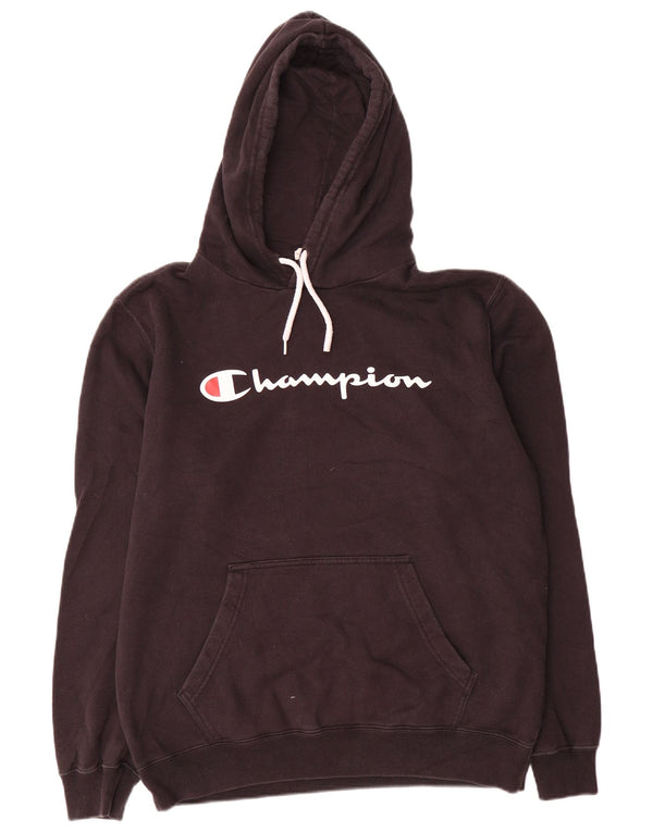 Champion Mens Graphic Regular Fit Hoodie Jumper Large Black Cotton