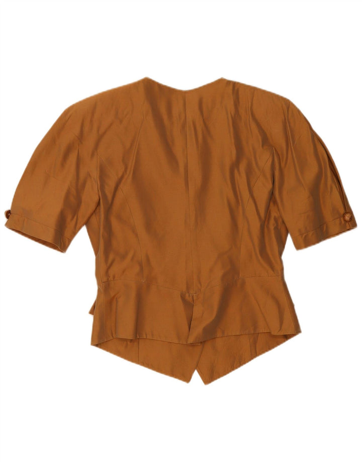 Annalisa Ferro Womens Crop Short Sleeve Blazer Jacket IT 44 Medium Brown