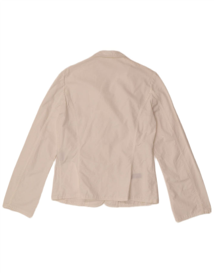 Belfe Womens 3 Button Blazer Jacket UK 10 Small White Cotton