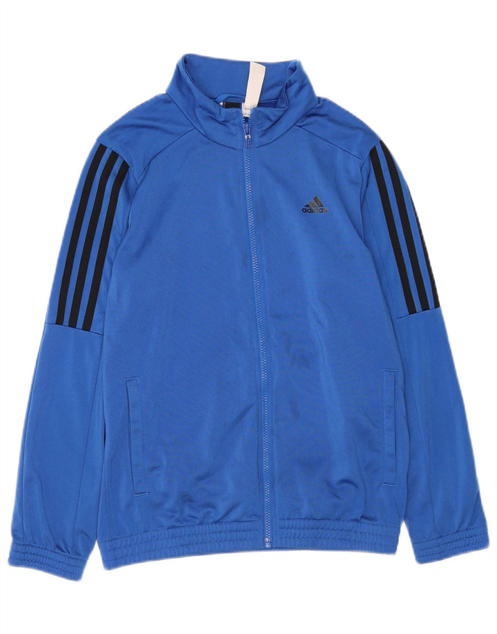 Adidas Boys Tracksuit Top Jacket 11-12 Years Blue Polyester