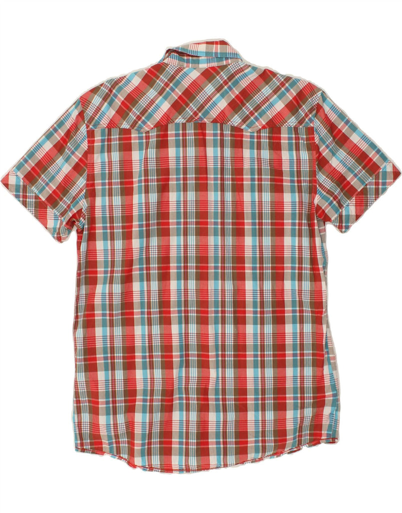 MUSTANG Mens Short Sleeve Shirt Large Red Check Cotton | Vintage Mustang | Thrift | Second-Hand Mustang | Used Clothing | Messina Hembry 