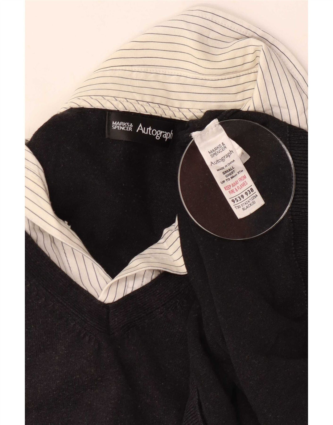 Marks & Spencer Mens Autograph V-Neck Jumper Sweater Small Black