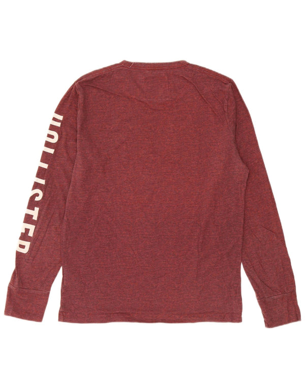 Hollister Mens Graphic Top Long Sleeve Small Burgundy Cotton