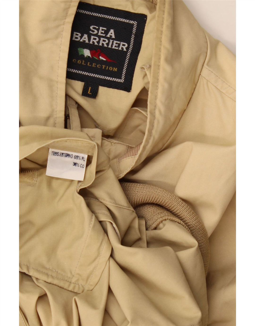 SEA BARRIER Mens Loose Fit Bomber Jacket UK 40 Large Beige Polyester