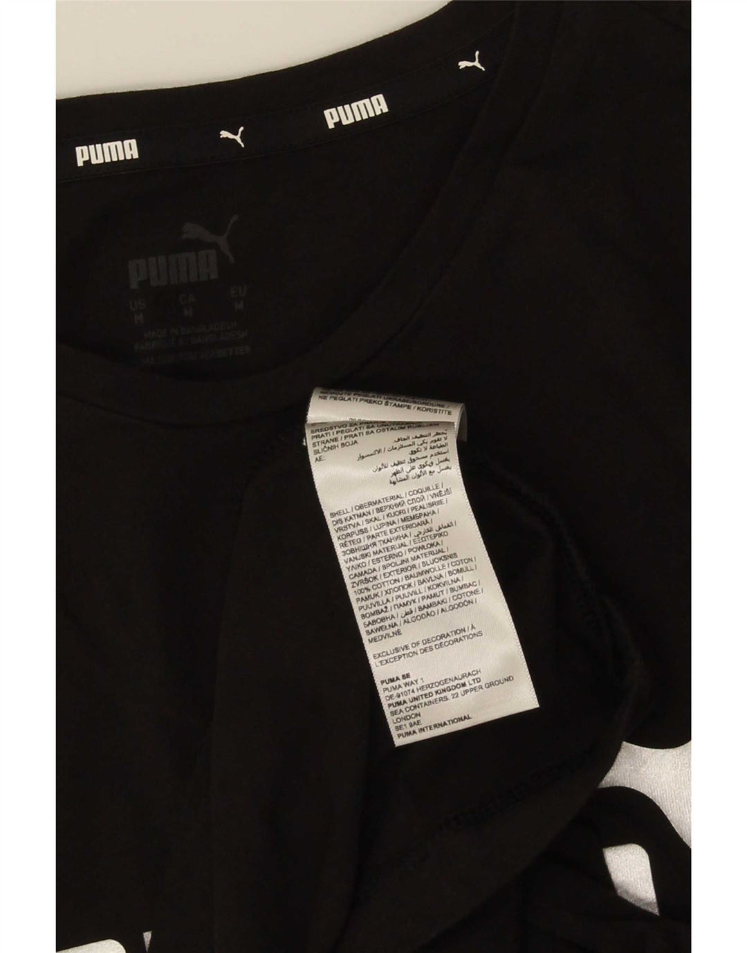 Puma Womens Graphic T-Shirt Top UK 12 Medium Black Cotton