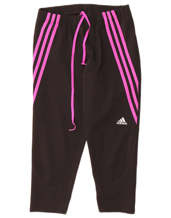 Adidas Womens Crop Tracksuit Trousers UK 12/14 Medium Black Polyester