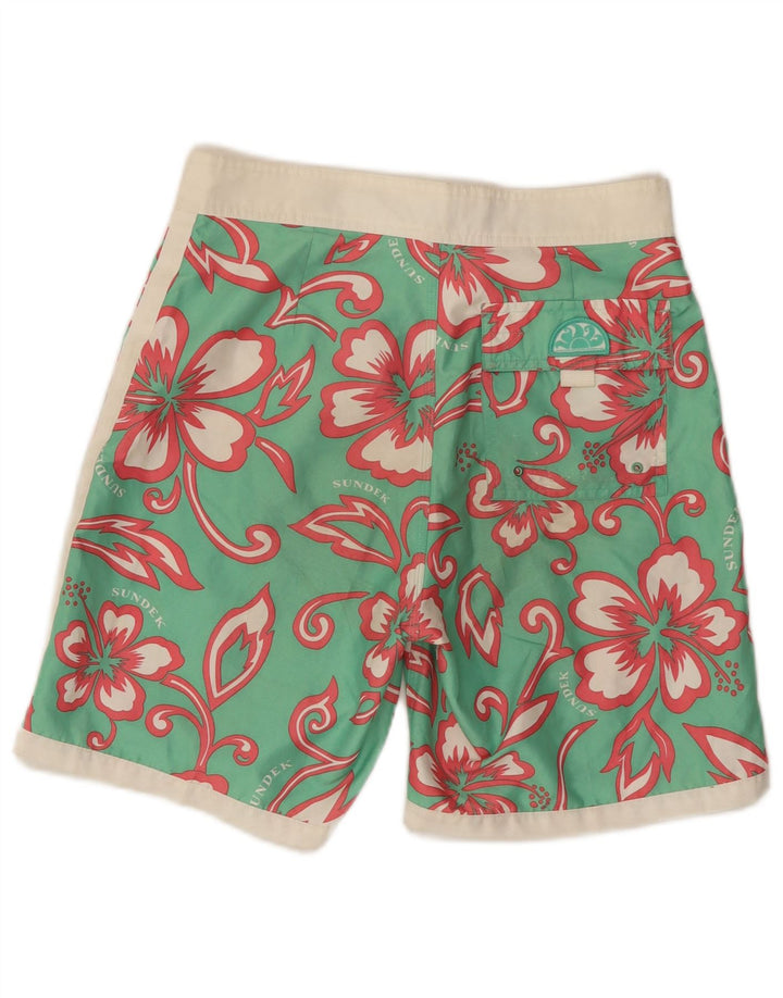 Sundek Mens Swimming Shorts Small  Green Floral Polyester