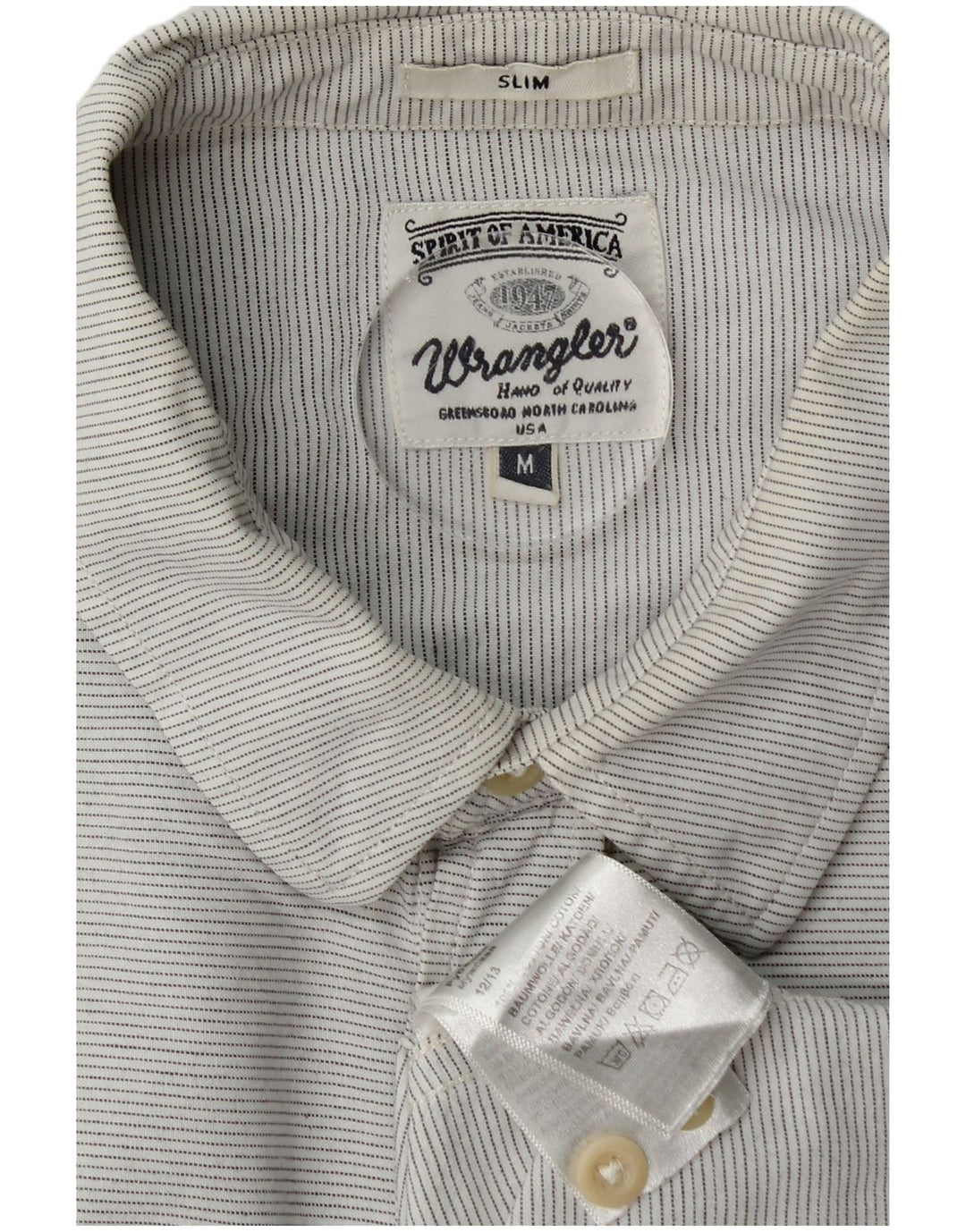 Wrangler Mens Slim Shirt Medium Grey Pinstripe Cotton