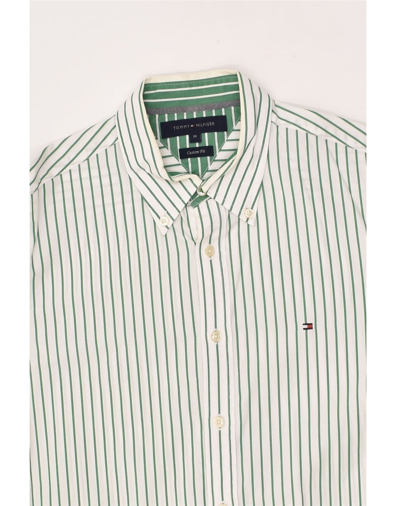 TOMMY HILFIGER Mens Custom Fit Shirt Medium Green Pinstripe Cotton | Vintage Tommy Hilfiger | Thrift | Second-Hand Tommy Hilfiger | Used Clothing | Messina Hembry 