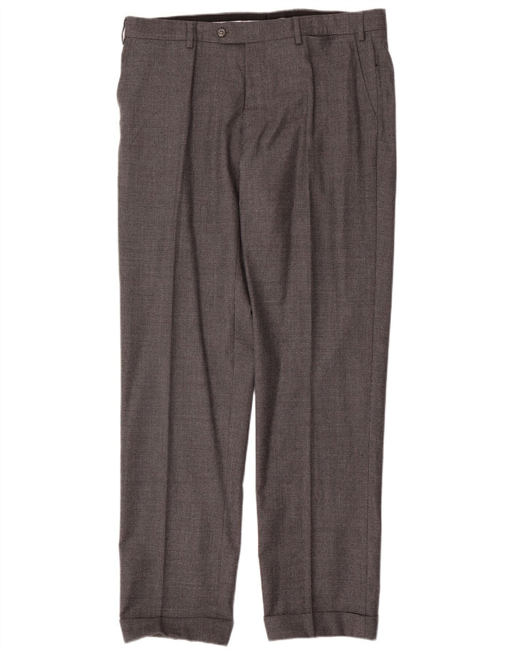 Vintage Mens Straight Suit Trousers W36 L34 Grey Wool