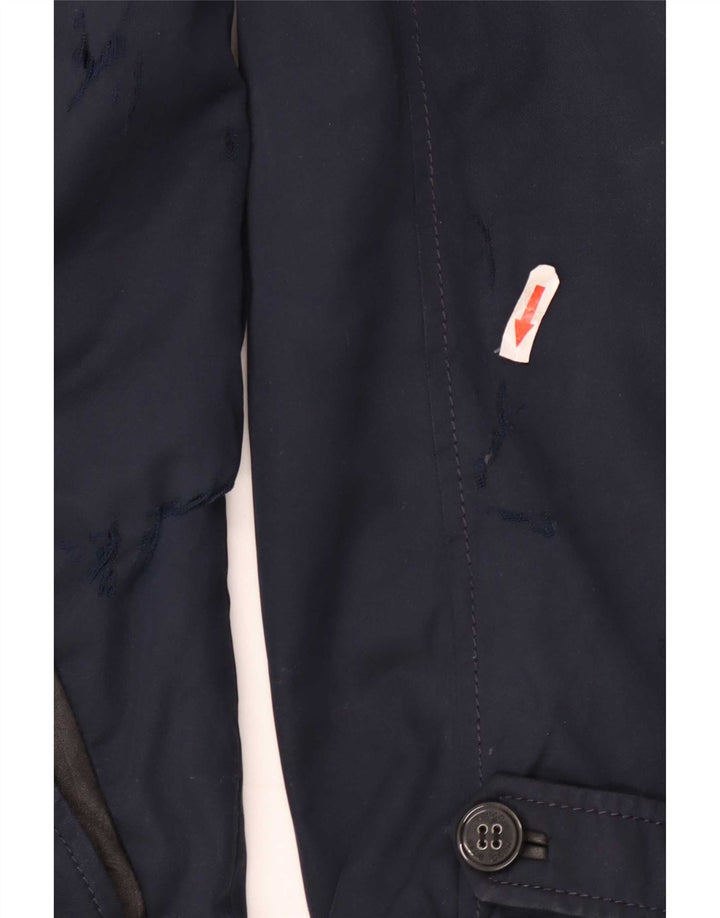 Hugo Boss Mens Trench Coat EU 48 Medium Navy Blue Cotton