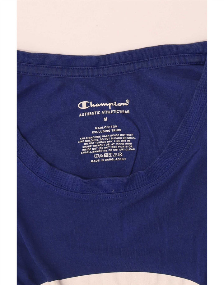 Champion Mens Graphic T-Shirt Top Medium Blue Cotton